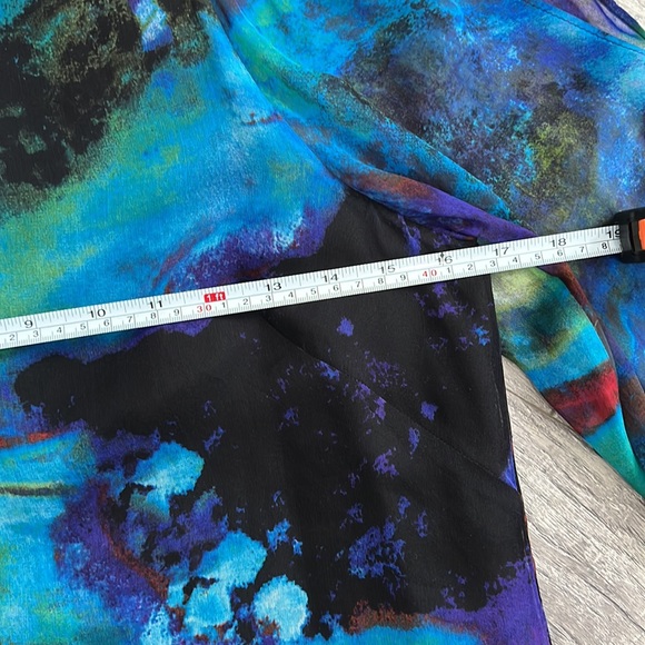 Cache 100% silk cocktail sheath mini dress Sz 4 blue, black, green - Picture 10 of 11